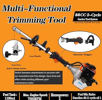 ●BOOM TOWN Amazon.com : 56cc 2-Cycle Gas Multi-Trimmer | 4-in-1 String